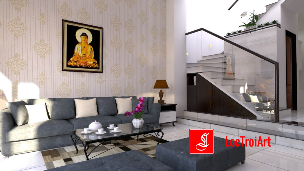 tranh-dinh-da-phat-to-toa-sen-vang-loctroiart.com-2019