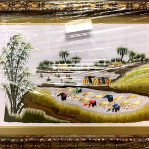 traditional embroidery painting rice field vietnam