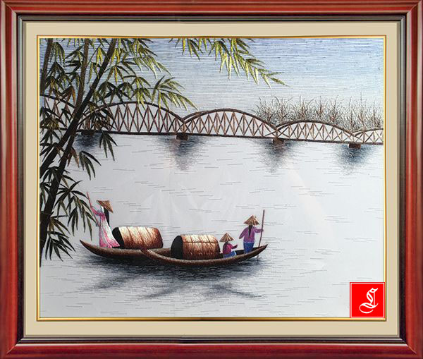 traditional embroidery painting trang tien bridge traditional embroidery painting trang tien bridge