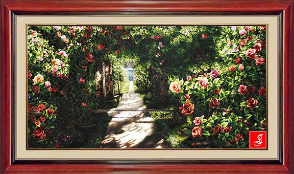 tranh thêu tay truyền thống vườn hoa tranh thêu tay truyền thống vườn hoa
